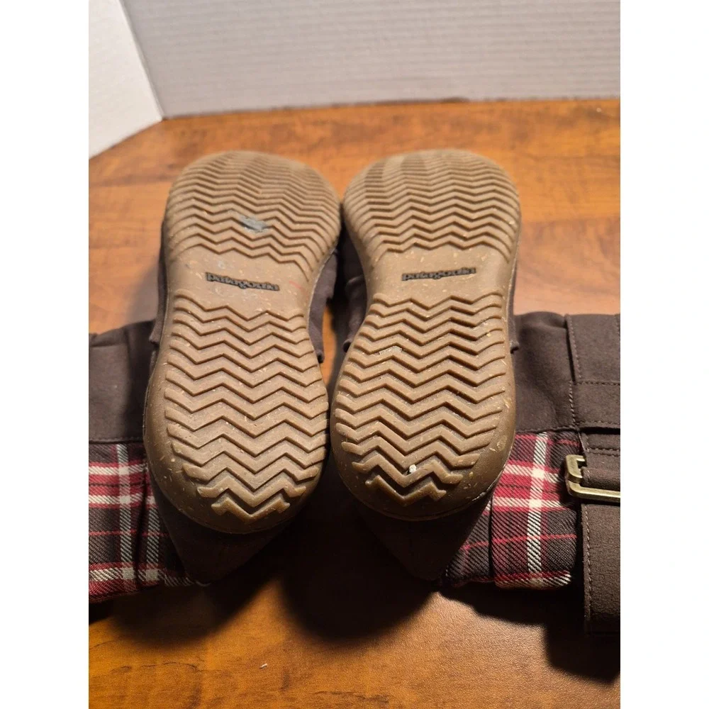Patagonia Kula Plaid‎ Women's 10.5 Ankle Boots Suede Espresso Buckle Zip Rare